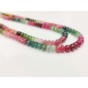 Perles de pierres précieuses naturelles multi-tourmalines 5-5,5 mm, lisses, polies, en forme de rondelle, avec jeu de couleurs, 15-16 pouces, pour la fabrication de bijoux - Product Image 1