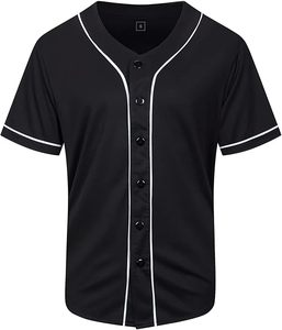 Maillot de baseball uni boutonné pour hommes, uniforme d'équipe de softball vierge, maillot de baseball à manches courtes hip hop hipster - Product Image 4