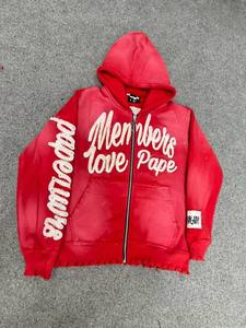 Sudadera con Capucha y Cremallera con Logotipo Personalizado, Sudadera de Algodón y Felpa, Estilo Vintage Lavado Ácido, Sudadera Pesada para Hombre, Ropa Urbana - Product Image 3