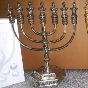 custom logo menorah Brass Menorah Candle Holder Jewish Hanukkah <b>Lamp</b> Decorative Candle Stand Religious Decor - Product Image 1