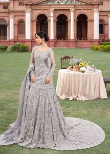 BRIDAL-KURTA WITH TRAIL-LEHENGA & <b>DUPATTA</b> DRESS WITH EMBELLISHED BEAUTIFUL CRYSTAL GLASS BEADS,STONE,DABKA WORK for WEDDING=2024 - Product Image 2
