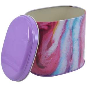 Kontensan Ovale 1.4L Rose et Or Texture Marbre Métal Boîte 140X120X130mm Paniers Design Unique EF004I5 - Product Image 4