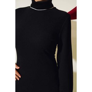 Corduroy <b>Turtleneck</b> Dress <b>Black</b> - Product Image 3