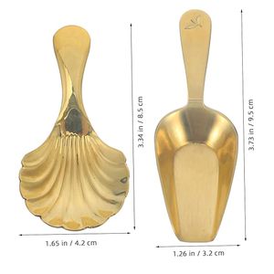 Juego de 2 cucharas para servir de latón con mango de diseñador, cucharas de té de Color dorado para utensilios de cocina, postre de mesa y cuchara para sopa - Product Image 4