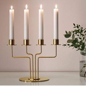 Gold metal 3 cup <b>tealight</b> holder candelabra luxury wedding table centerpiece dining room decorative home interior display 2026 - Product Image 3