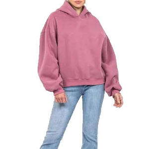 DM Logotipo personalizado Impreso Mujer 100% Algodón Oversize Pullover Hoodie Heavyweight Winter Sudadera Front Acid Wash Otoño - Product Image 5