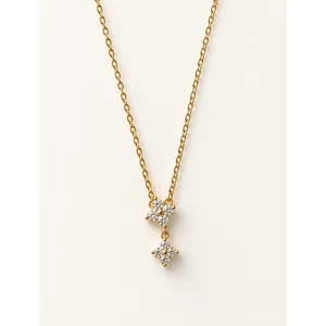 Double Clover Zircon Drop <b>Necklace</b> - Product Image 1