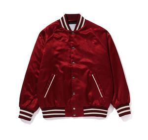 Offre spéciale Vente en gros Vêtements d'hiver personnalisés respirants Broderie pour hommes Veste universitaire en satin Veste universitaire à boutons de couleur unie pour hommes - Product Image 1