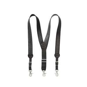 Wholesale New Vintage leather <b>suspenders</b> with metal hardware, designed to match business outfits or casual weekend looks. - Product Image 5