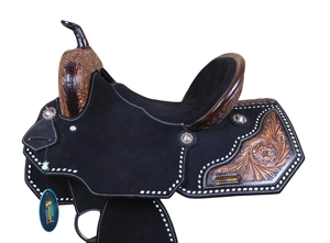 Selle de cheval en cuir véritable de qualité supérieure avec arbre en fibre et quincaillerie en acier inoxydable pour les courses anglaises d'endurance occidentale - Product Image 2