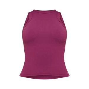 Soutien-gorge de yoga à manches montantes personnalisé débardeur de gymnastique intégré respirant haut de course d'entraînement à la palangre avec tissu tricoté décontracté - Product Image 5
