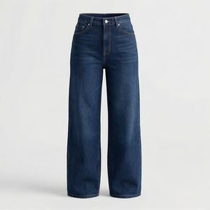 Jeans en denim pour femmes, couleur personnalisée, taille haute, coupe slim, skinny à évasé, pantalon cargo ample, style décontracté en coton, nouvelle arrivée - Product Image 1