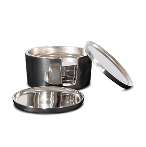 Modern Round Shape Metal <b>Coasters</b> in Stainless Steel with Perfect <b>for</b> Stylish Home Decor and <b>Drink</b> Protection - Product Image 2