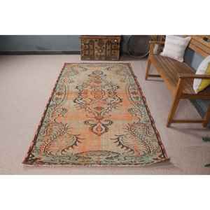 Alfombra Vintage de 4.4x8.1 pies, Alfombra, Alfombra Floral Naranja de Lana - Product Image 3