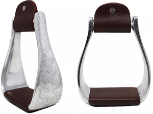 Estribos Premium para Caballo, Par para Equitación Western, Ligeros, Diseño Grabado, Cuero, con Campana, Equipo Ecuestre - Product Image 5