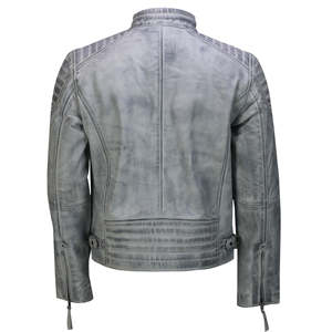 Chaqueta de cuero con cintura ceñida Chaqueta de cuero con puños ajustables Chaqueta de cuero con múltiples bolsillos - Product Image 2