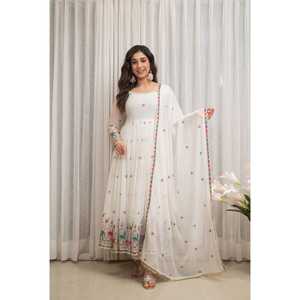 ชุดออกงานแนวเทศกาลมาใหม่พร้อมผ้า Dupatta และผ้า pent ปักลาย Georgette และเลื่อมทำงานได้สำหรับผู้หญิงในงานปาร์ตี้ - Product Image 1