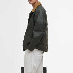 Wholesale <b>Men</b> Vintage <b>Men</b> Waxed Canvas <b>Jacket</b> 100% Cotton Waterproof <b>Utility</b> Coats Workwear Windproof Corduroy Collar <b>Jackets</b> - Product Image 5