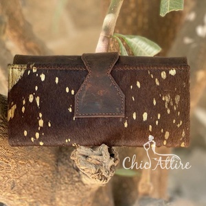 Nouveaux vrais cheveux faits à la main sur les portefeuilles de peau pour les femmes portefeuille mince pliant en cuir fermeture éclair pochette sac à main véritable fourrure métallique sac à main portefeuille - Product Image 1