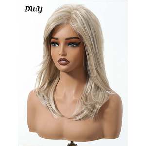 Poppy-DWY Free Part Blonde <b>Short</b> Synthetic <b>Wig</b> with Transparent Lace Front Mono Color - Product Image 6