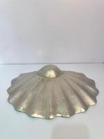 Plateau en aluminium moulé à la main, texture feuille, 16 pouces, finition argent antique, moderne, durable, en métal, pour Ramadan et Diwali