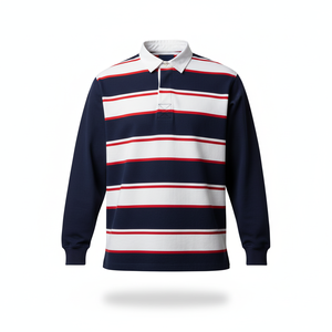 เสื้อรักบี้แขนยาวคู่รักแบบยูนิเซ็กซ์ ผ้าฝ้ายถัก 100% ระบายอากาศได้ดี สีสันสปอร์ตแบบบล็อกสี - Product Image 1