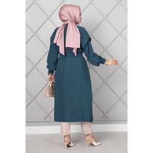 Cape longue modeste avec ceinture élastique couleur pétrole - Product Image 5