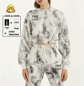 OEM ODM personalizado chándal entrenamiento gimnasio Activewear Tie Dye pantalones de chándal Joggers Sudadera con capucha conjunto para el invierno al por mayor entrenamiento personalizado - Product Image 1