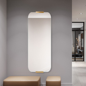 Miroir de maquillage moderne ondulé pour tout le corps, grand miroir décoratif irrégulier pour mur ou sol avec cadre en métal pour salle de bain - Product Image 6