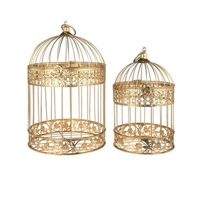 Cage à oiseaux en acier de style antique élégant ensemble de cages à oiseaux pour oiseaux et animaux de compagnie en métal blanc pour perroquets et pigeons à usage domestique - Product Image 1