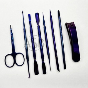 High Quality Sustainable Stainless Steel Purple Plasma Manicure <b>Pedicure</b> Nail Art Tool <b>Set</b> Custom Logo Dead Skin Cuticle Pusher - Product Image 4