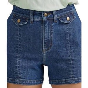 กางเกงขาสั้นผ้ายีนส์เอวสูงสำหรับผู้หญิงกางเกงขาสั้นผ้ายีนส์สำหรับผู้หญิงซักด้วยหิน - Product Image 1