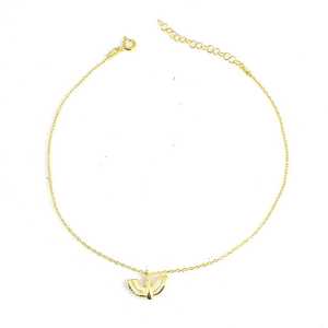 Chevillère Plaqué Or 18 carats Motif Oiseau de l'Espoir avec Perle de Cristal et Zircon - Bijou de Fête Adorable - Product Image 1