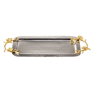 Bandeja de Servir Rectangular de Metal Moderna de la Mejor Calidad con Detalles en Hoja de Oro, Adorno Decorativo para Centros de Mesa en Bodas y Fiestas - Product Image 6