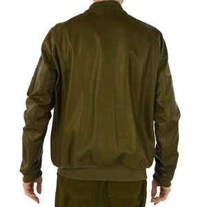Chaqueta Bomber de piel de oveja de vaca auténtica para hombre, abrigo de cuero auténtico de invierno de talla grande, decoración con botones, estampado de tela de PU - Product Image 4