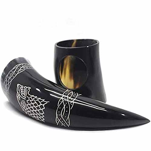 Natural Viking Drinking Polished Ox Horn With Stand Best Quality Indian