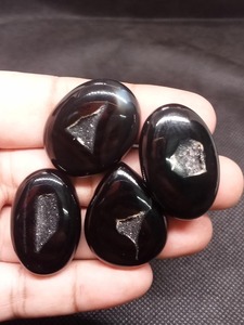 Indian Supplier UDGEMS High Quality Natural Polished Black Druzy Cabochon for Pendant Ring <b>Necklace</b> Jewelry - Product Image 5