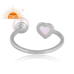 Meilleure qualité en argent sterling perle naturelle et pierre de lune arc-en-ciel bague réglable fabricant de bijoux personnalisés - Product Image 4