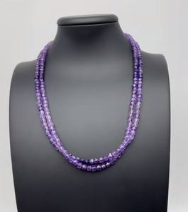 Handmade Vintage Style 92.5 Sterling <b>Silver</b> <b>Necklace</b> Natural Blue Amethyst Faceted Round Gemstone Rhodium Plated - Product Image 4