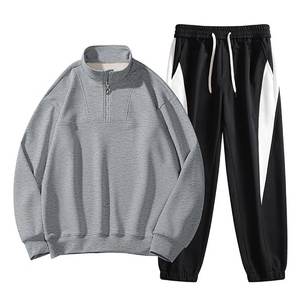 Survêtements pour hommes 2 pièces ensembles de tenues à manches longues quart de fermeture éclair pull survêtement et joggeurs pantalons de survêtement jogging actif - Product Image 2