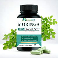 Capsules d'extrait pur de feuilles de Moringa 500mg – Poudre pure pour la santé immunitaire et intestinale – Supplément superalimentaire quotidien – Capsules de Moringa