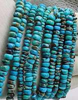 Perles de turquoise naturelle, véritable Arizona Kingman Turquoise lisse polie Rondelle plate ronde