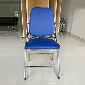 Chaise de bureau pliante de style minimaliste en PU, pliable en inox avec un design élégant - Product Image 1