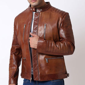 Nouveauté Fabricant Veste motard en cuir pour hommes Dernière conception Veste en cuir pour hommes écologique à bas prix Service OEM - Product Image 5