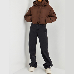 แจ็กเก็ตมีฮู้ดตัวสั้นสำหรับผู้หญิงเสื้อคลุมกันหนาวแบบเรียบ - Product Image 4