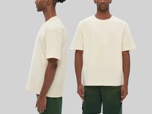 T-shirt unisexe à épaules tombantes en gros surdimensionné en coton col rond Logo personnalisé à manches courtes Streetwear confortable - Product Image 2