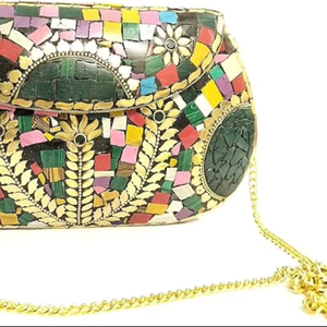 RF Crafts Vente en gros de haute qualité Style bohème Métal fait à la main Mosaïque Design Pochette pour les femmes directement de l'Inde - Product Image 1