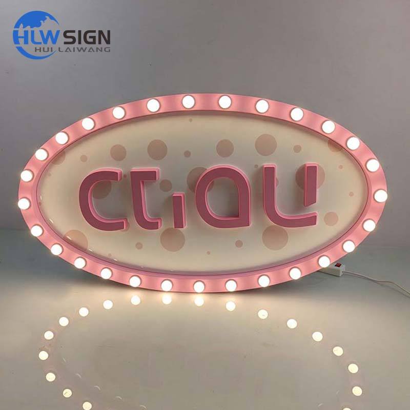 Custom LED Bulb Marquee Signs with Painted Metal Frame and Flexible ...