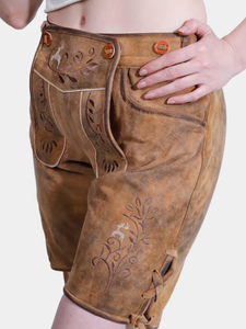 Traje bávaro para mujer al por mayor 100% pantalones de cuero de cabra genuino pantalones cortos alemanes Lederhosen - Product Image 2