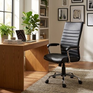 San Francisco Eco- Leather Presidential <b>Chair</b> <b>Black</b> Ergonomic Office <b>Chair</b> Adjustable Headrest Foam Plastic Modern Traditional - Product Image 4